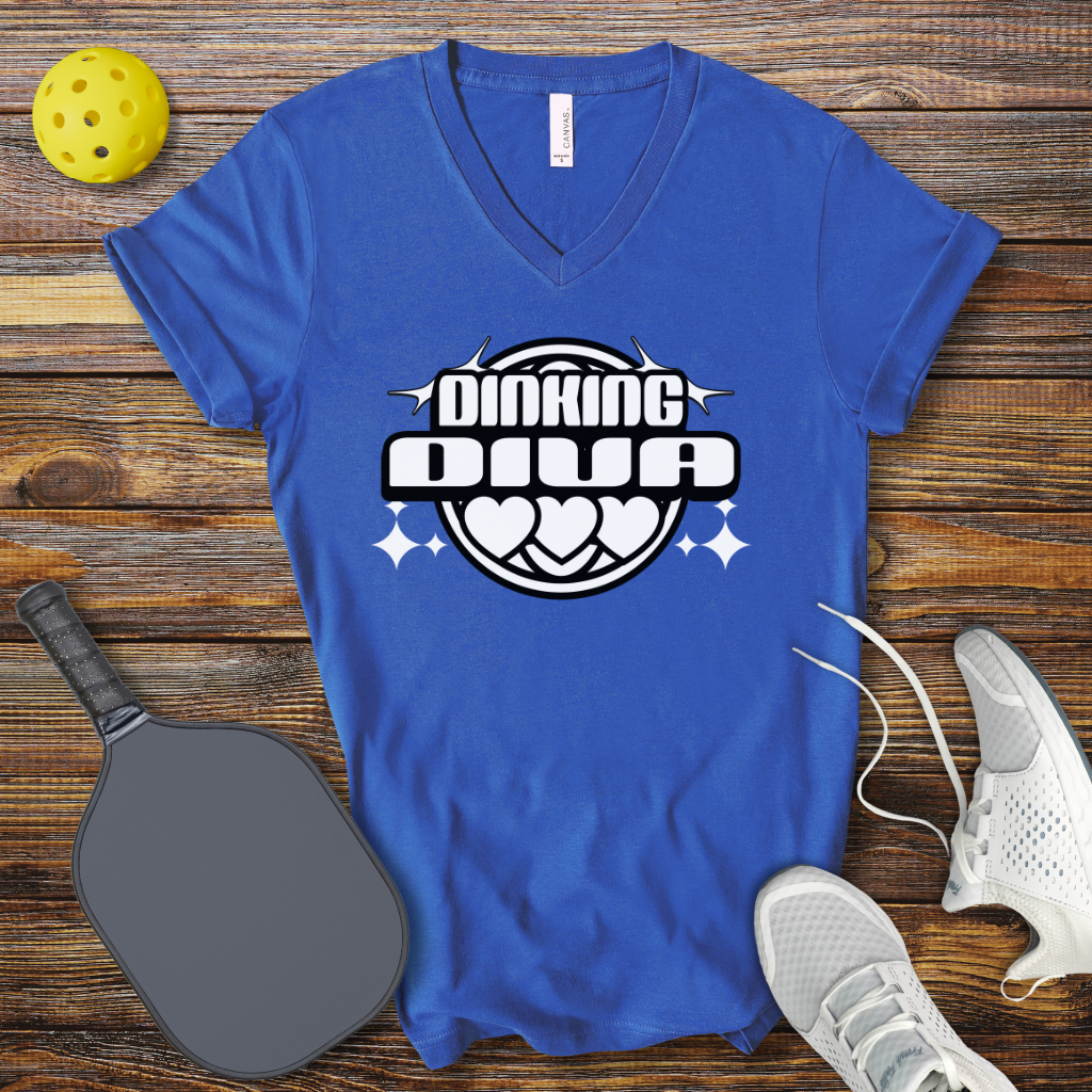 Funny Pickleball Shirt –  Dinking Diva V-Neck T-shirt