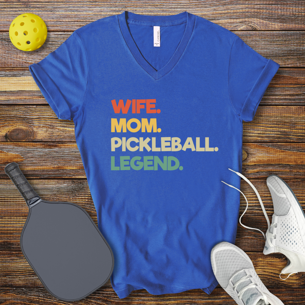 Funny Pickleball Shirt –  Wife Mom Pickleball Legend V-Neck T-shirt