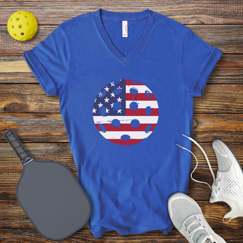 Funny Pickleball Shirt –  Pickleball USA Ball V-Neck T-shirt