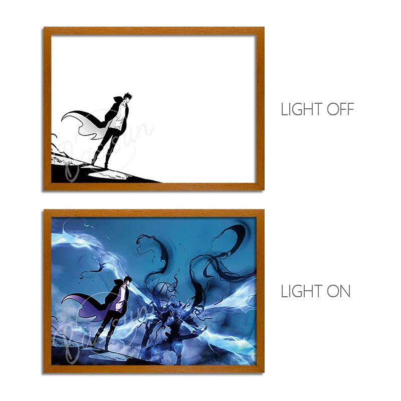 Solo Leveling Sung Jinwoo Anime Light Box – LED Light Painting Photo Frame Wall Art