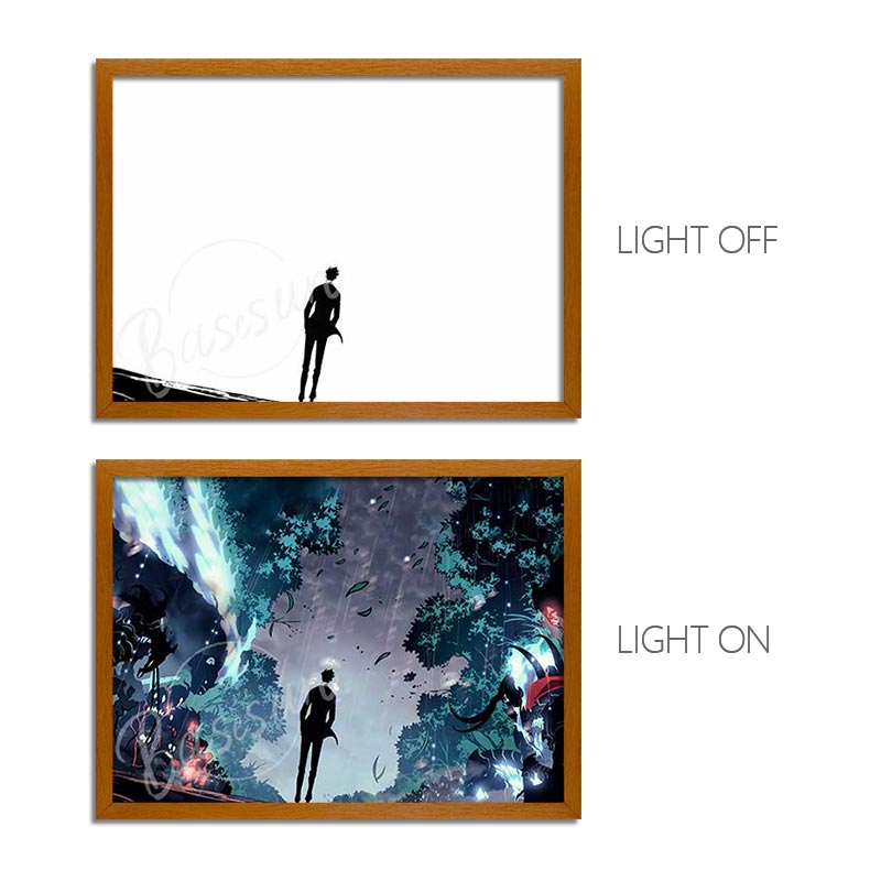 Solo Leveling Sung Jinwoo Anime Light Box – LED Light Painting Photo Frame Wall Art