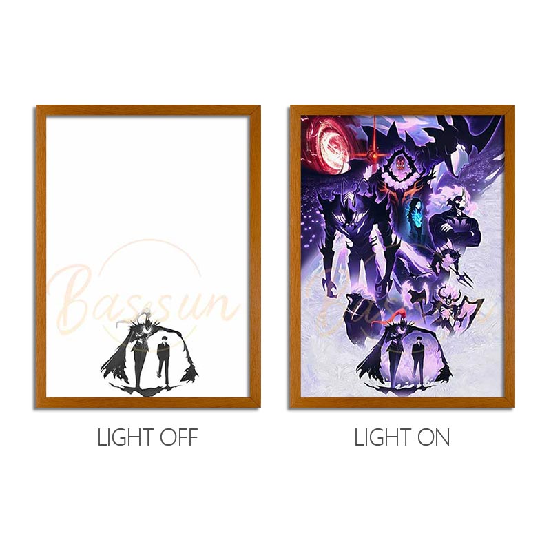 Solo Leveling Sung Jinwoo Anime Light Box – LED Light Painting Photo Frame Wall Art