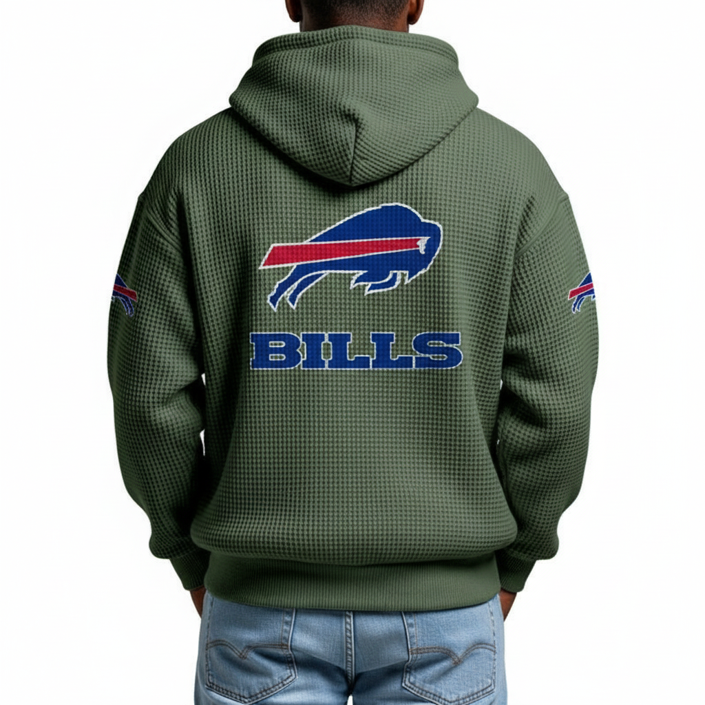 Buffalo Bills EST 1959 Printed Waffle Quarter Zip Football Fan Hoodie