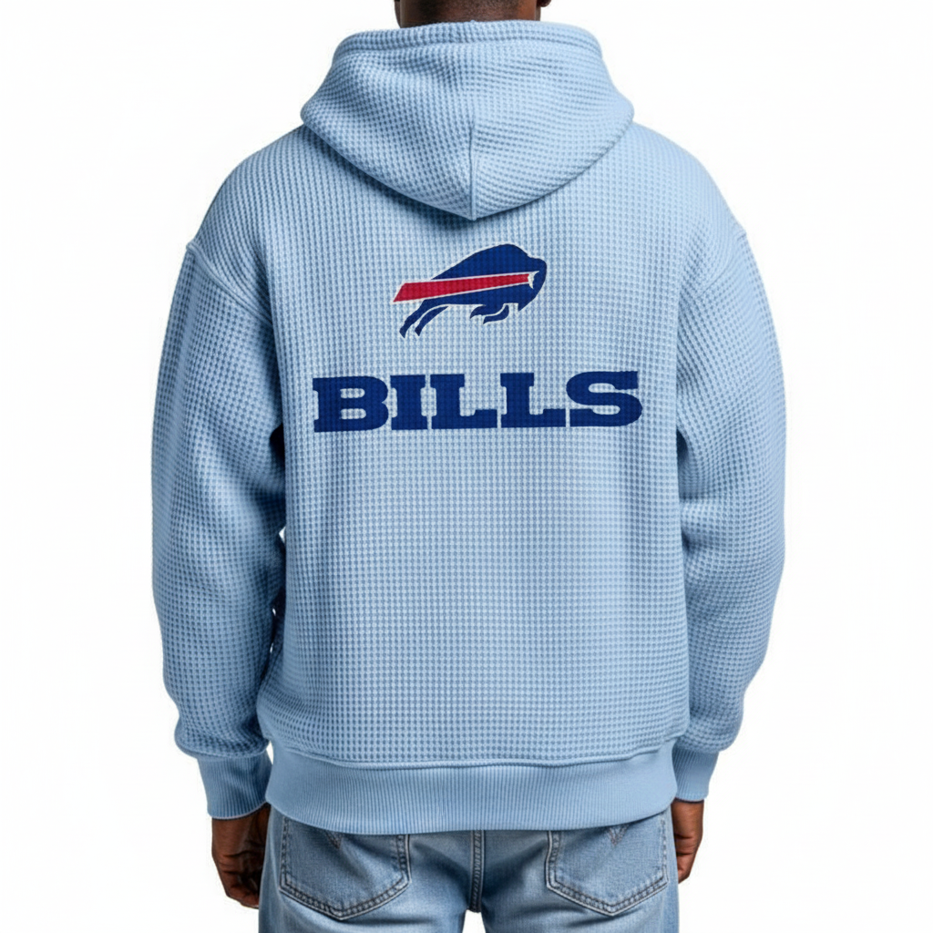 Buffalo Bills EST 1959 Printed Waffle Quarter Zip Football Fan Hoodie