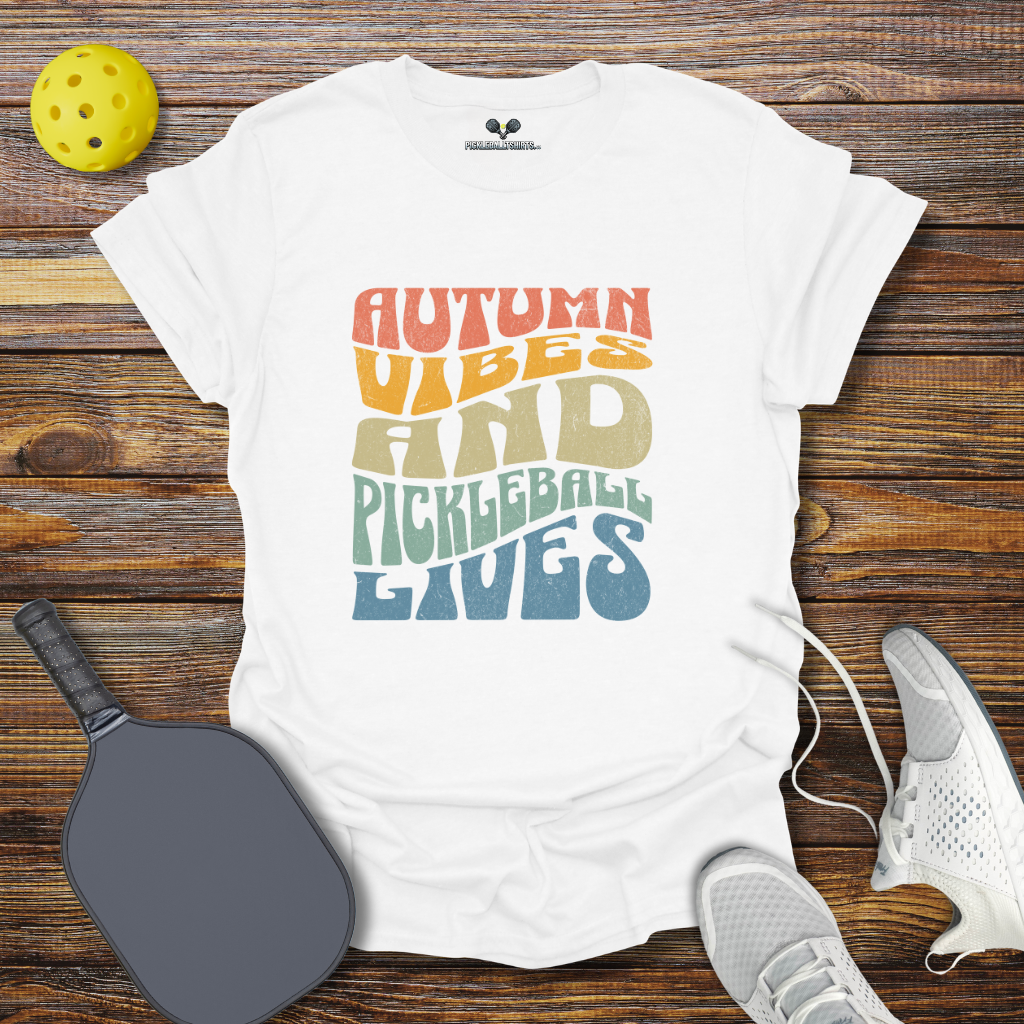 Funny Pickleball Shirt –  Autumn Vibes And Pickleball Lives T-Shirt