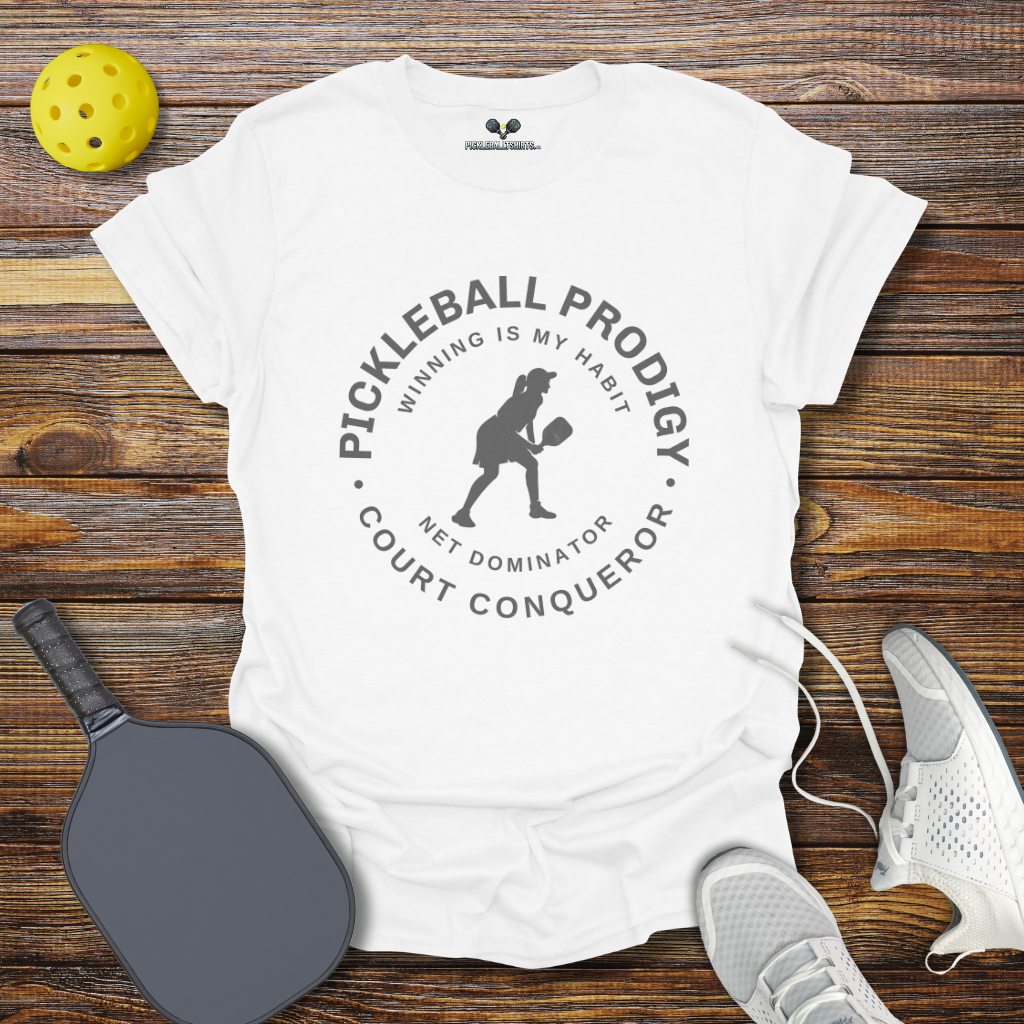 Funny Pickleball Shirt –  Pickleball Prodigy Court Conqueror for Her T-Shirt