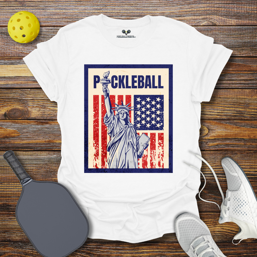 Funny Pickleball Shirt –  Pickleball Statue of Liberty T-Shirt
