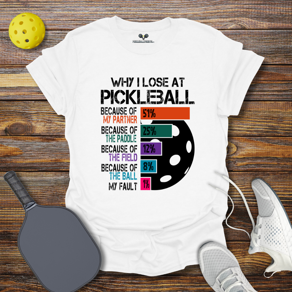 Funny Pickleball Shirt –  Why I Lose at Pickleball 2 T-Shirt