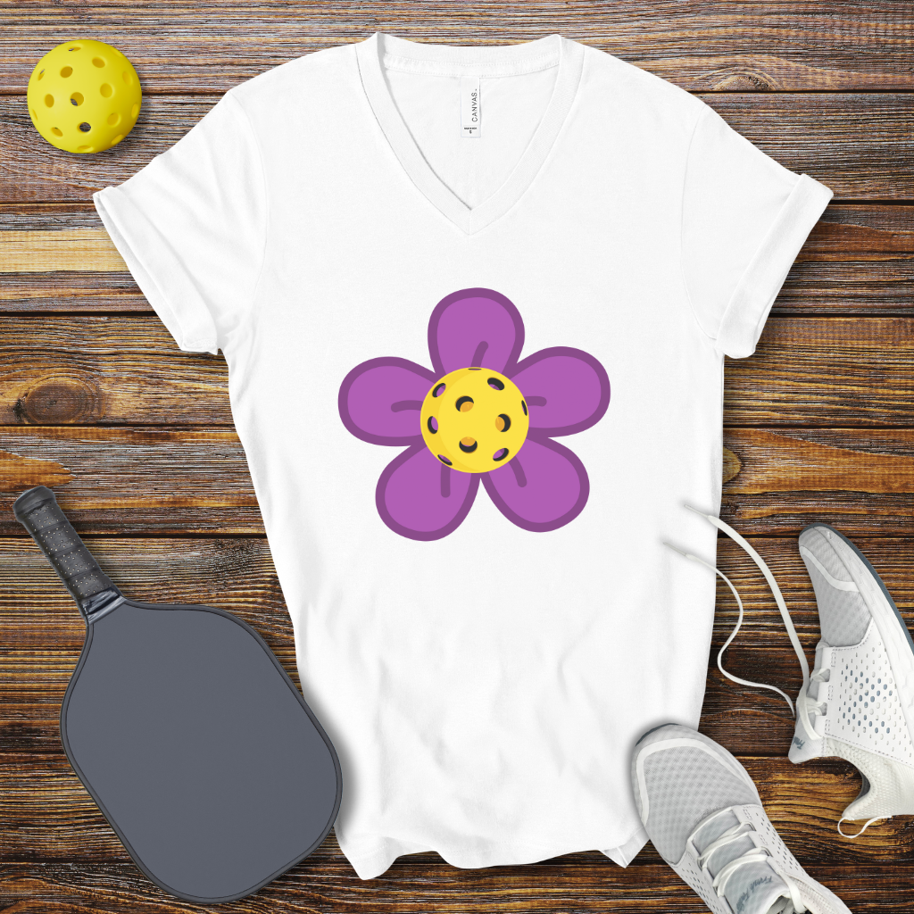 Cute Pickleball V-Neck Shirt for Women – Pickleball Flower
