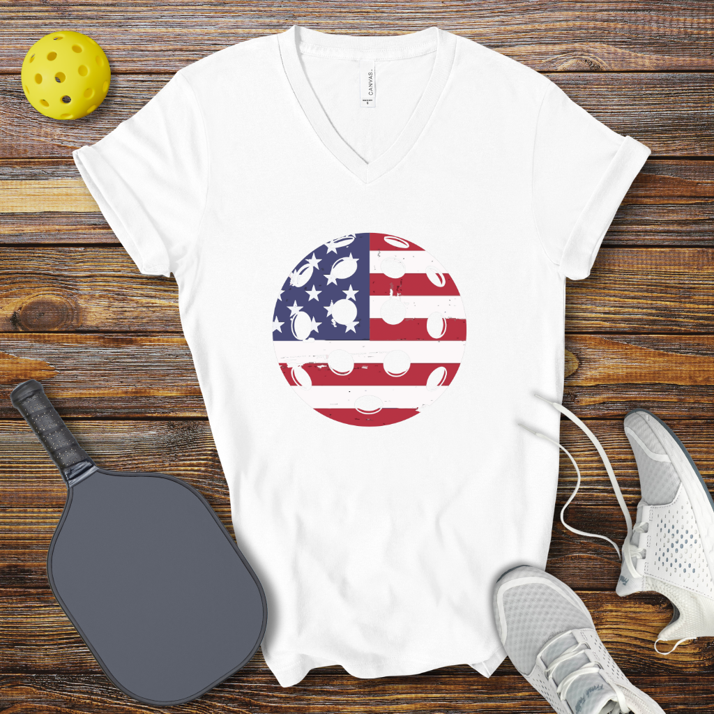Funny Pickleball Shirt –  Pickleball USA Ball V-Neck T-shirt