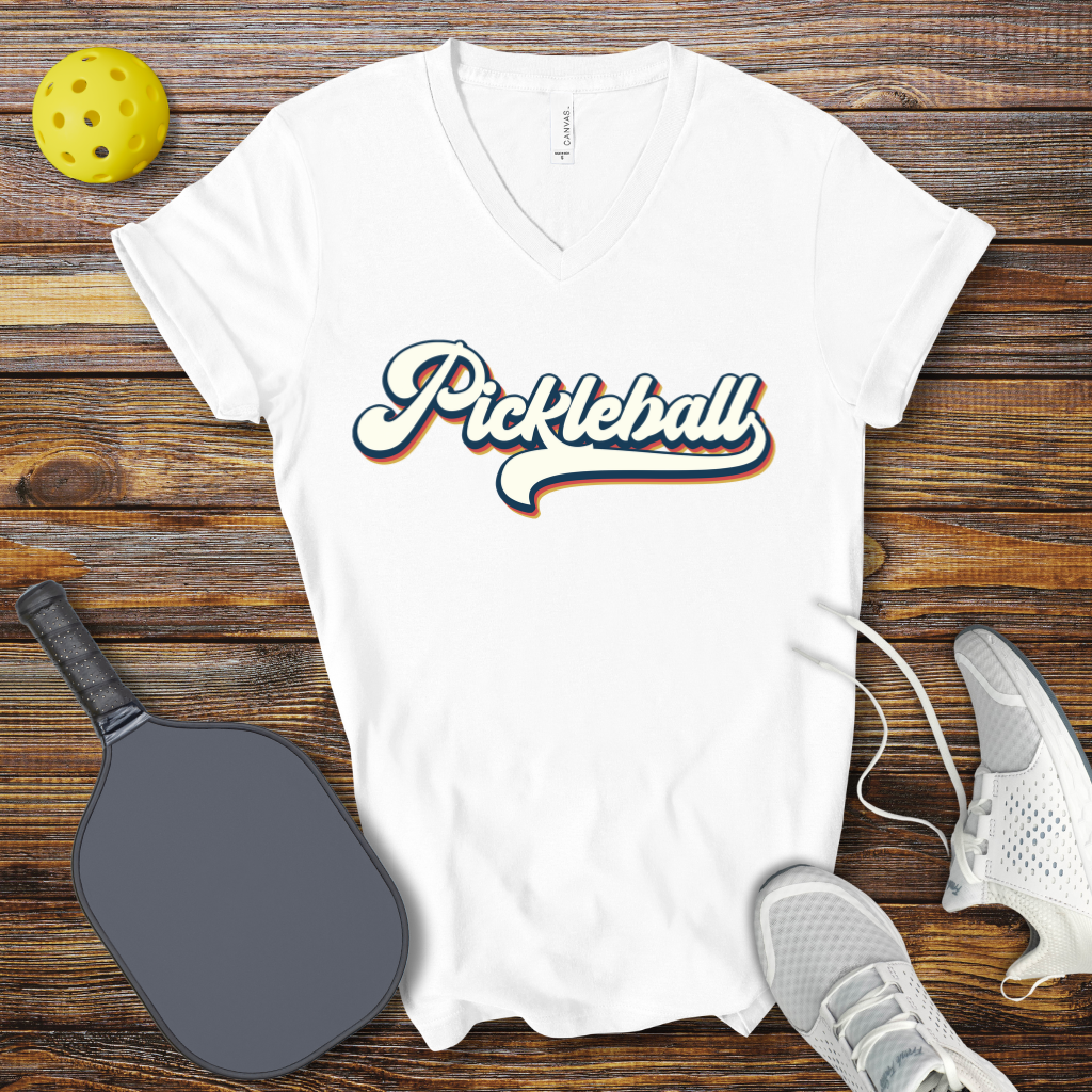 Funny Pickleball Shirt –  Pickleball Retro V-Neck T-shirt