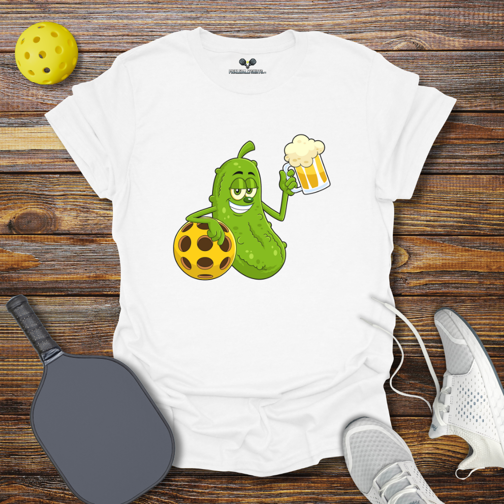 Funny Pickleball Shirt –  Pickle Drinking T-Shirt