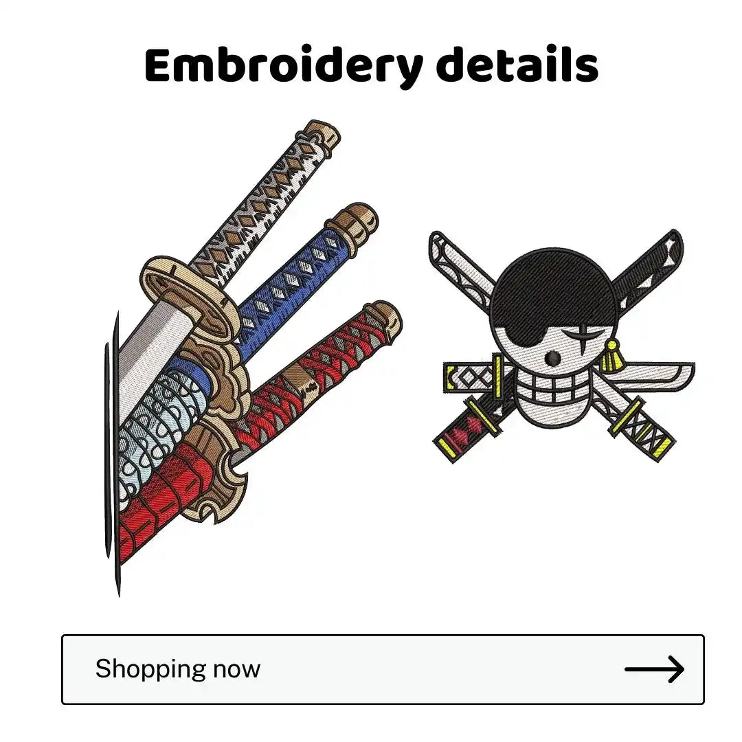 Roronoa Zoro Sword One Piece Embroidered T-Shirt – Anime Embroidery Streetwear