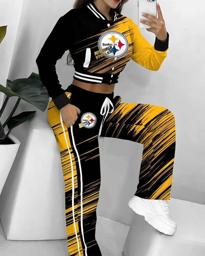 Pittsburgh Steelers 3D Printed Varsity Jacket Set