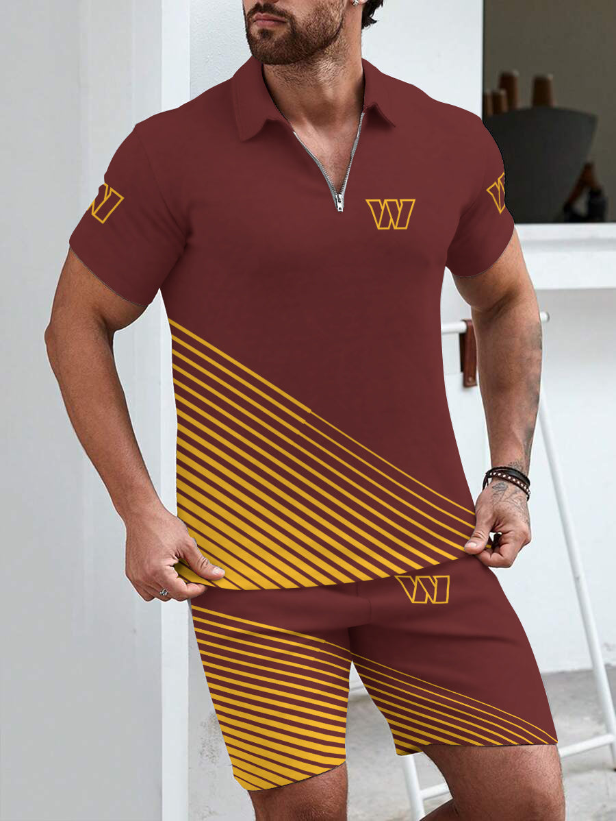 Washington Commanders Limited Edition ZIP Polo Shirt And Shorts Two-Piece Suits