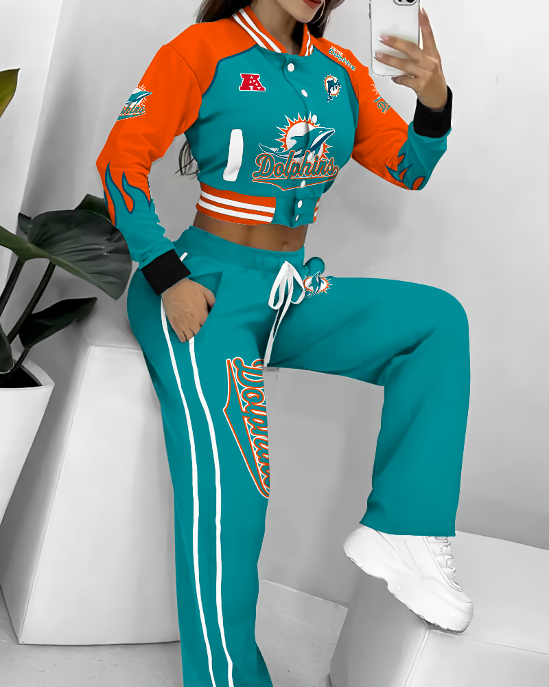 Miami Dolphins  3D Printed Varsity Jacket Set