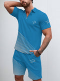 Detroit Lions  Limited Edition ZIP Polo Shirt And Shorts Two-Piece Suits
