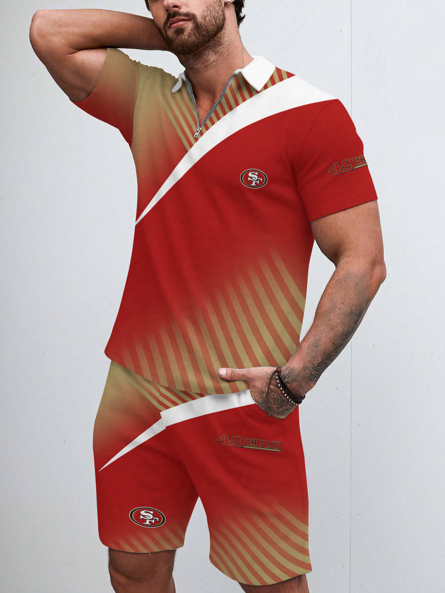 San Francisco 49ers Limited Edition ZIP Polo Shirt And Shorts Two-Piece Suits