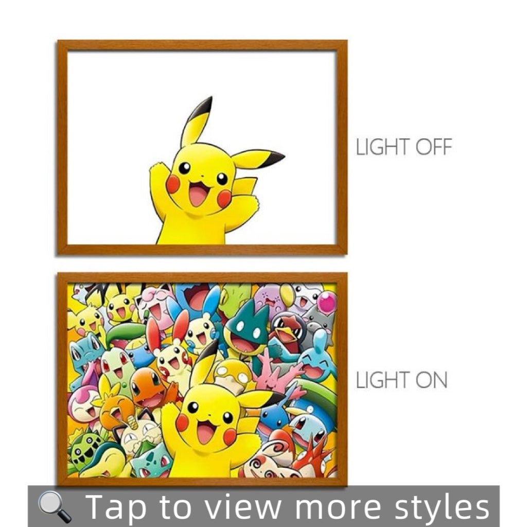 Pokemon Anime Light Box – LED Light Painting Frame Glowing Wall Art for Fans & Gamers