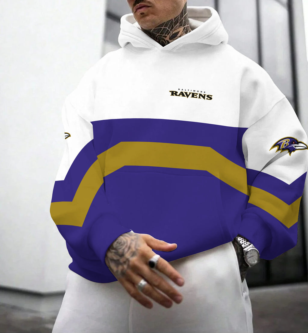 Baltimore Ravens Printed Hooded Pocket Pullover Hoodie