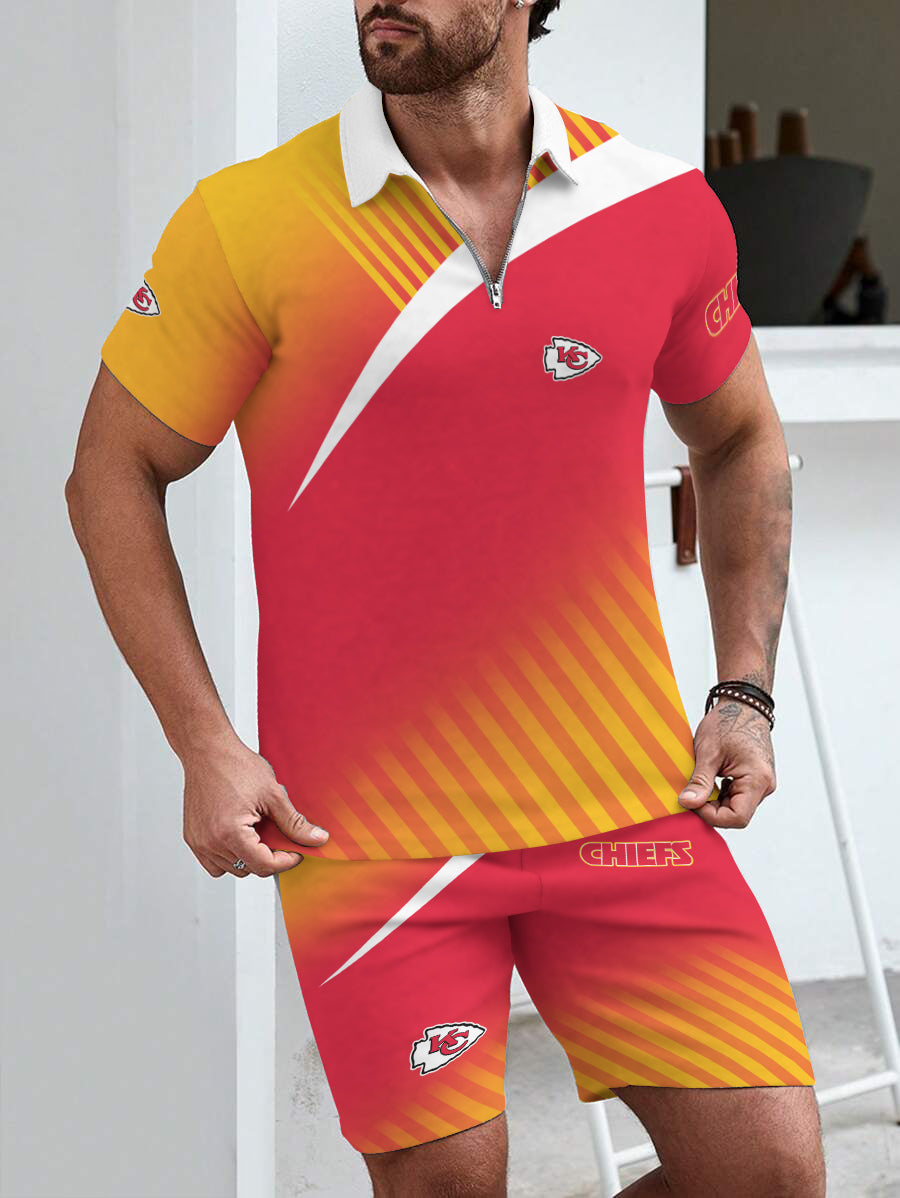 Kansas City Chiefs Limited Edition ZIP Polo Shirt And Shorts Two-Piece Suits