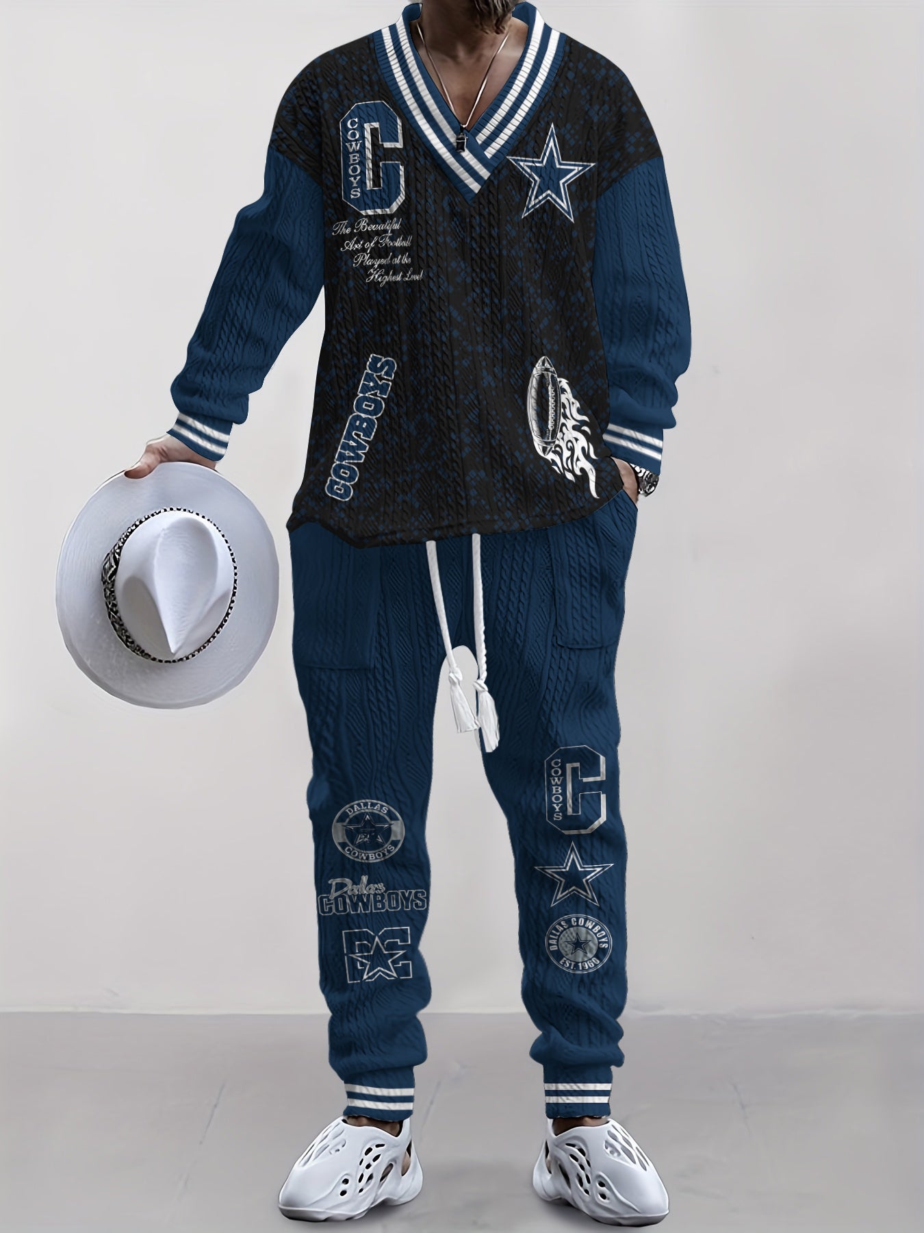 Dallas Cowboys  Classic All-Season Long Sleeve V-Neck Pullover Sweater