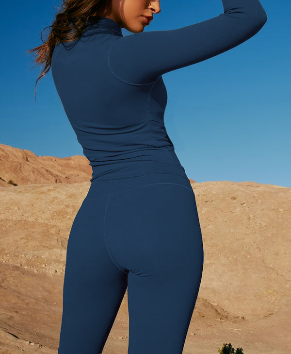 Dallas Cowboys 2 Piece Workout  Sets :Sculpt High Waist Gym Leggings & long Sleeve Sports Top