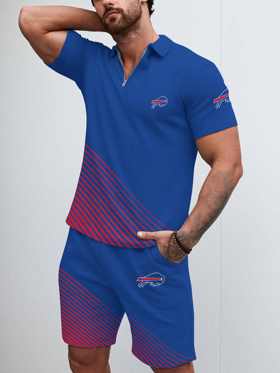 Buffalo Bills Limited Edition ZIP Polo Shirt And Shorts Two-Piece Suits