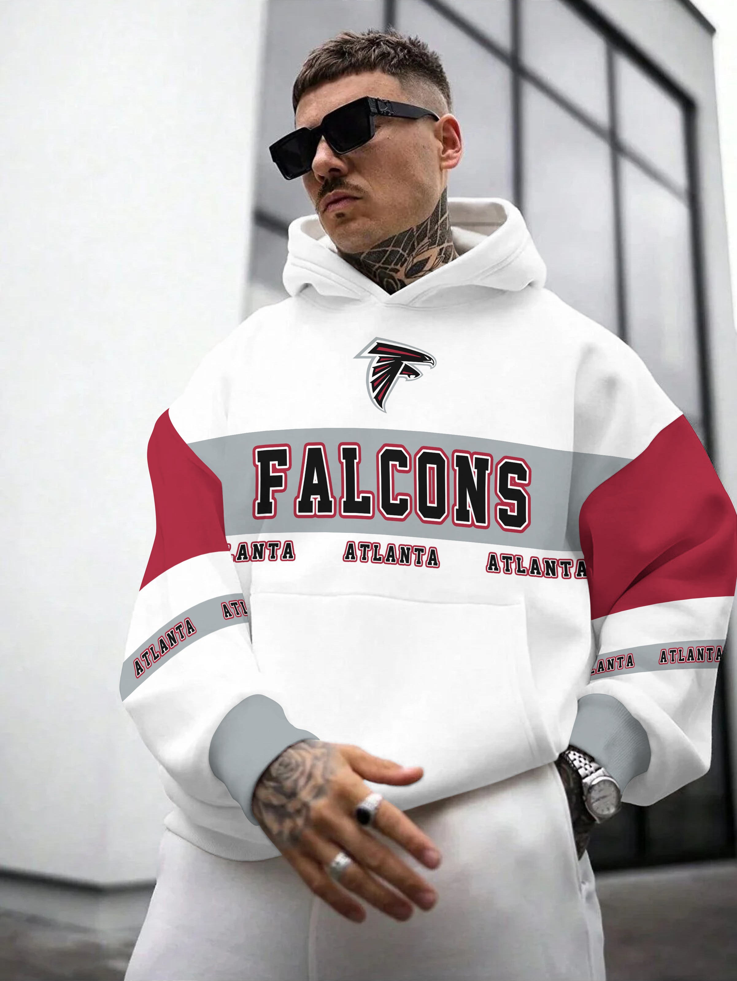 Atlanta Falcons Printed Hooded Pocket Pullover Hoodie