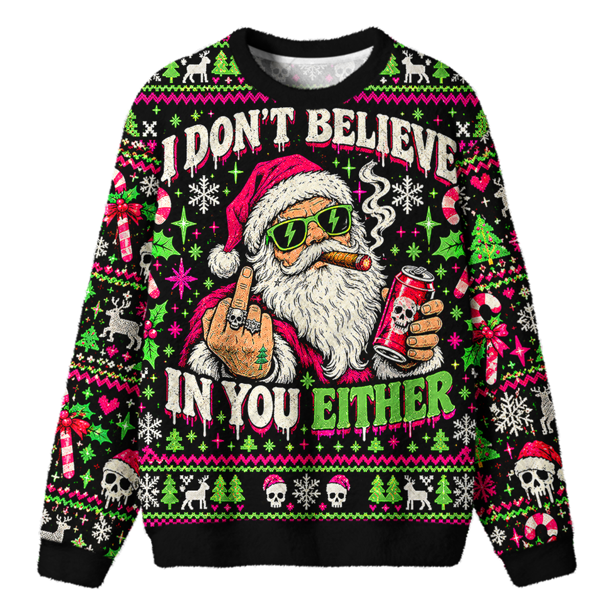 REBEL SANTA UGLY CHRISTMAS SWEATSHIRT — image 1