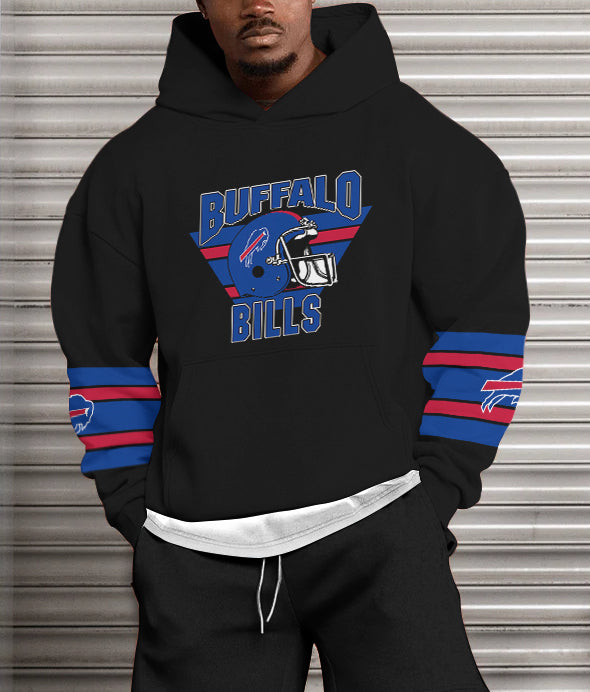 Buffalo Bills Printed Hooded Pocket Pullover Hoodie