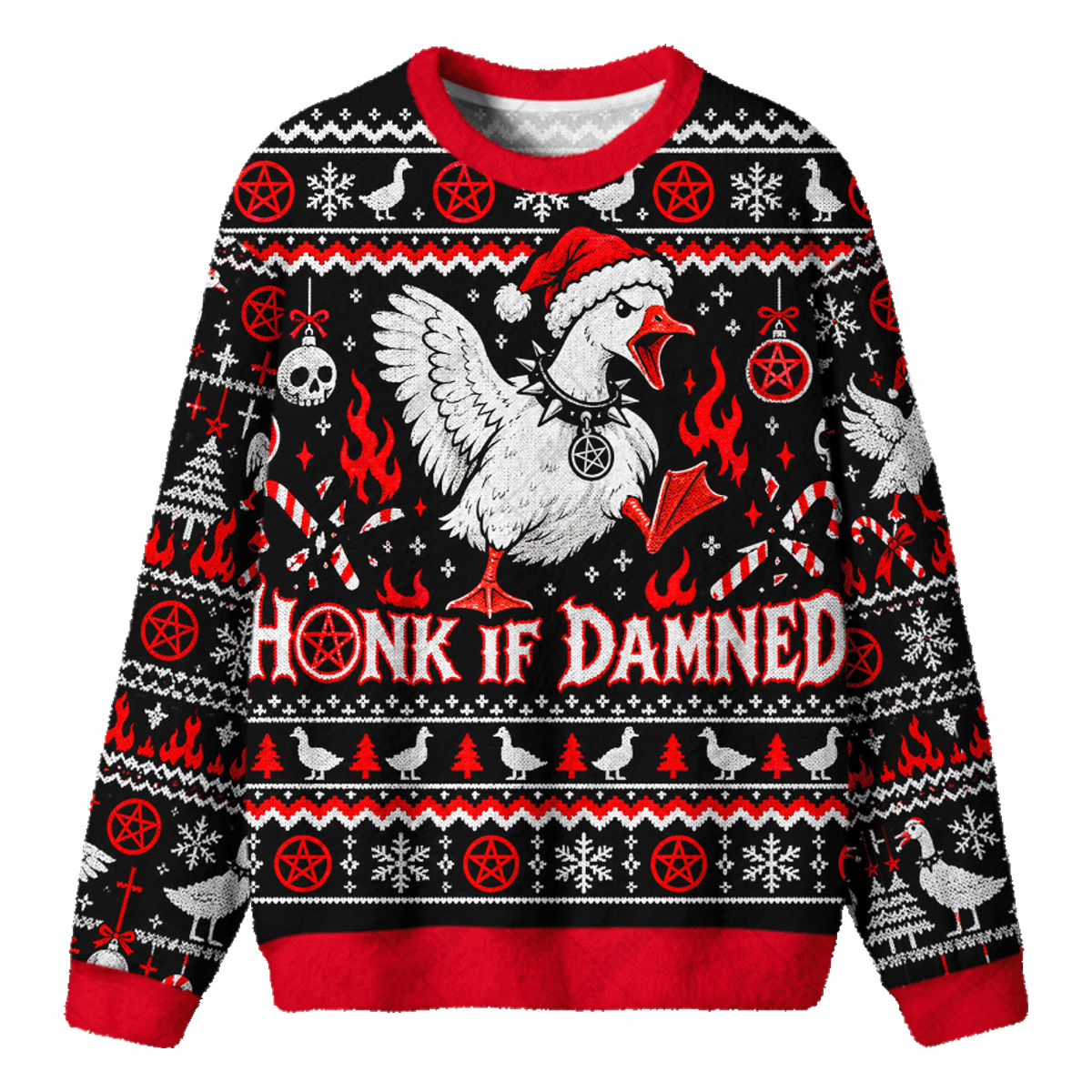 HONK DAMNED DUCK UGLY CHRISTMAS SWEATSHIRT — image 1