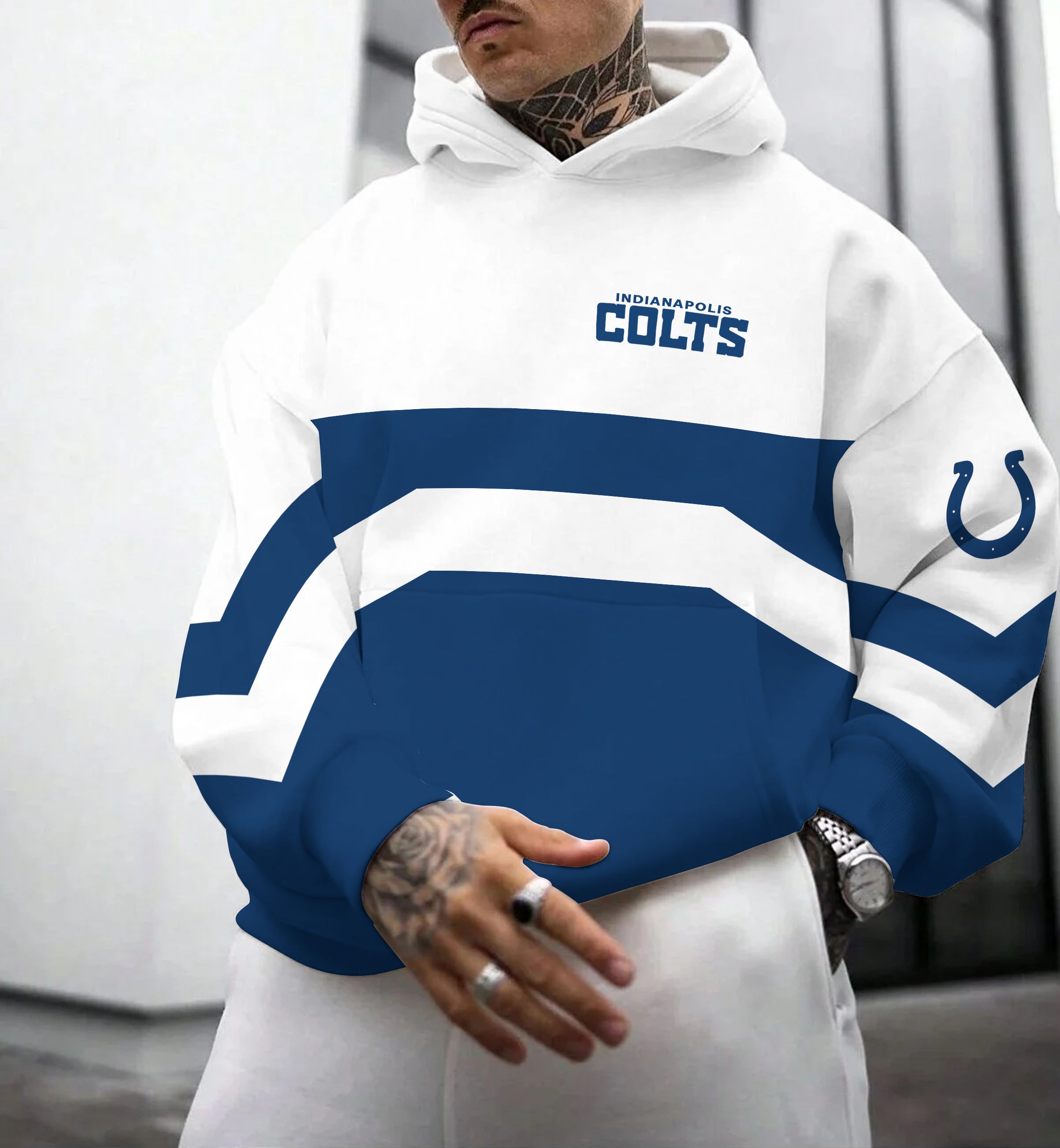 Indianapolis Colts Printed Hooded Pocket Pullover Hoodie