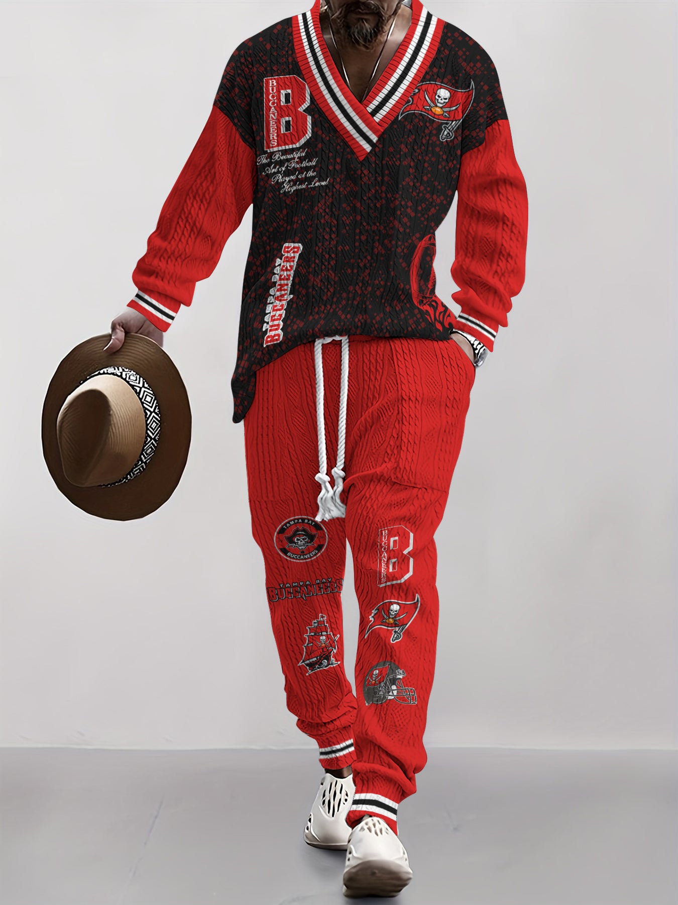 Tampa Bay Buccaneers  Classic All-Season Long Sleeve V-Neck Pullover Sweater