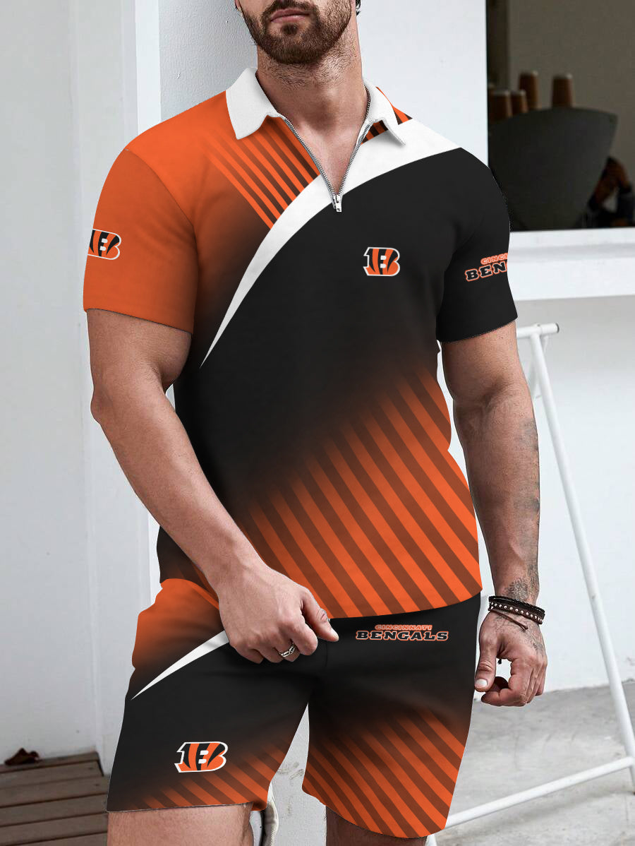 Cincinnati Bengals Limited Edition ZIP Polo Shirt And Shorts Two-Piece Suits