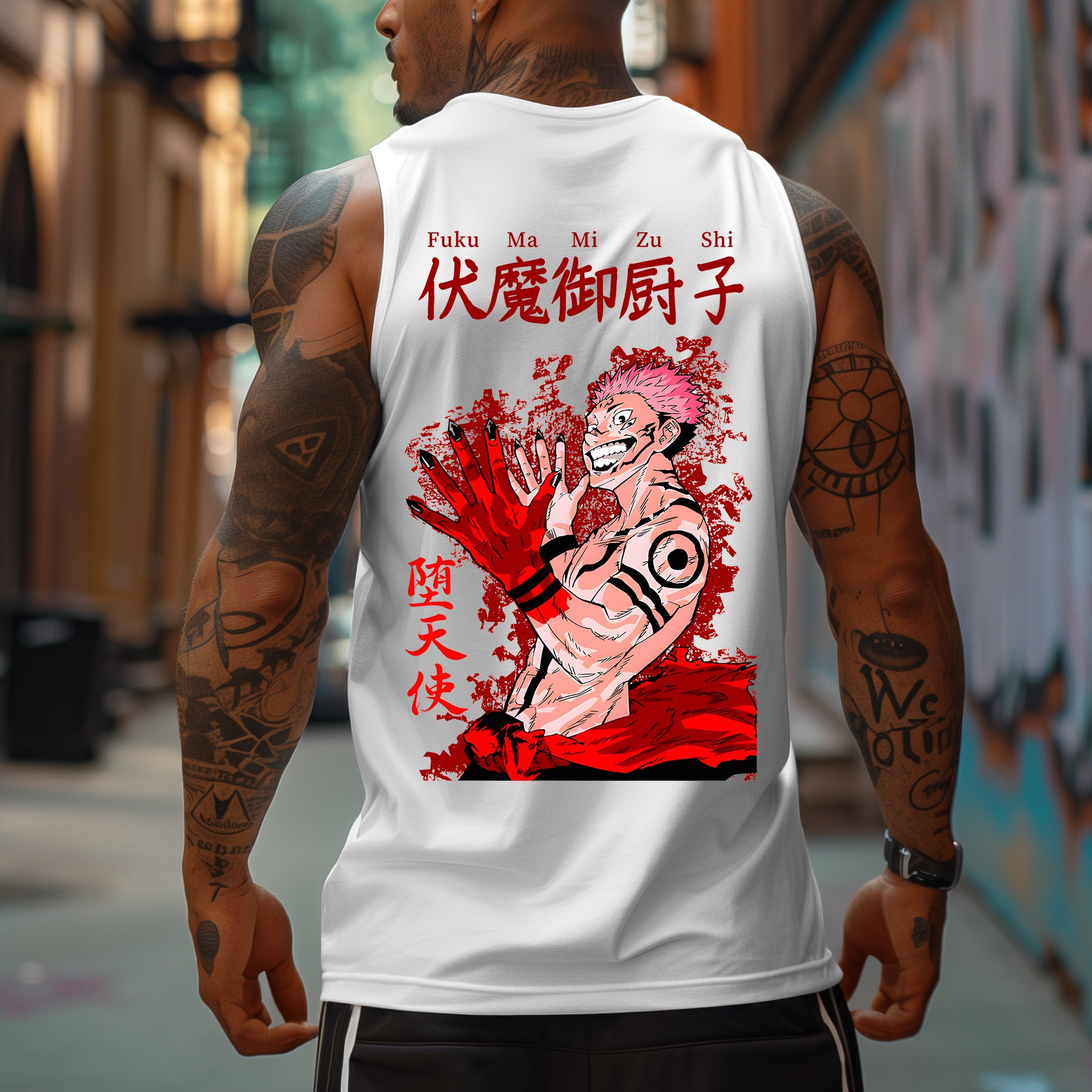 Oversized Anime Cursed King Printed Tank Top