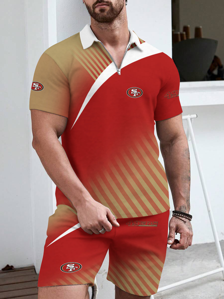 San Francisco 49ers Limited Edition ZIP Polo Shirt And Shorts Two-Piece Suits