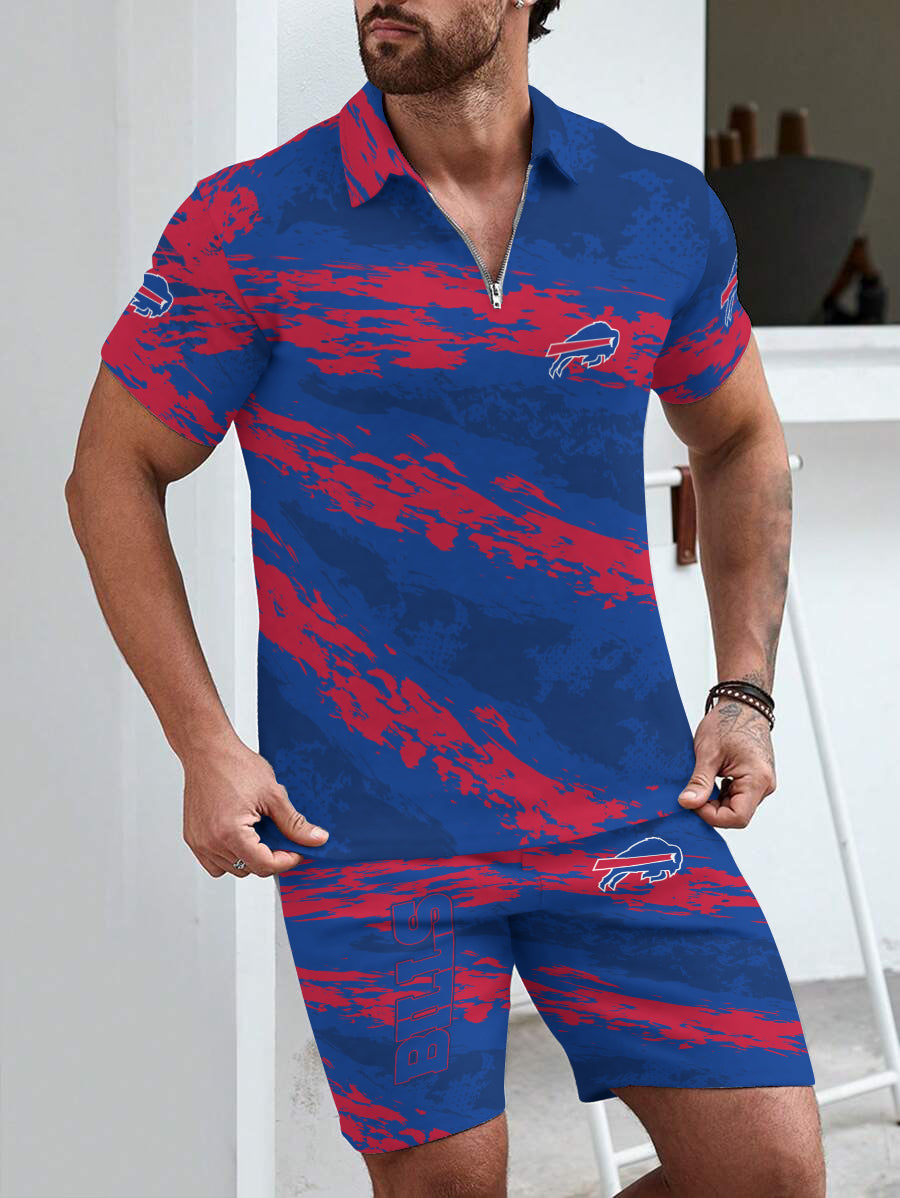 Buffalo Bills Limited Edition ZIP Polo Shirt And Shorts Two-Piece Suits