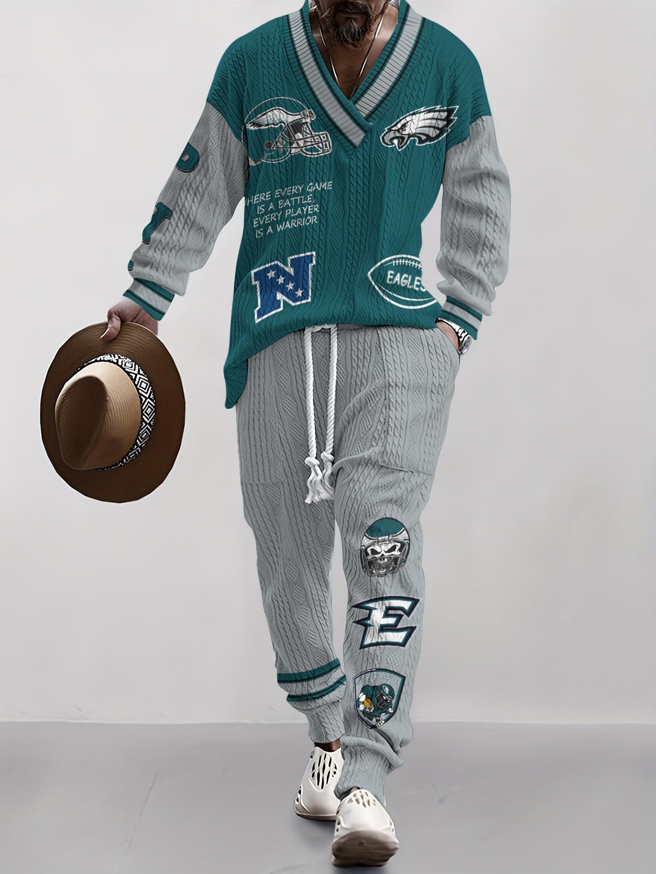 Philadelphia Eagles Classic All-Season Long Sleeve V-Neck Pullover Sweater