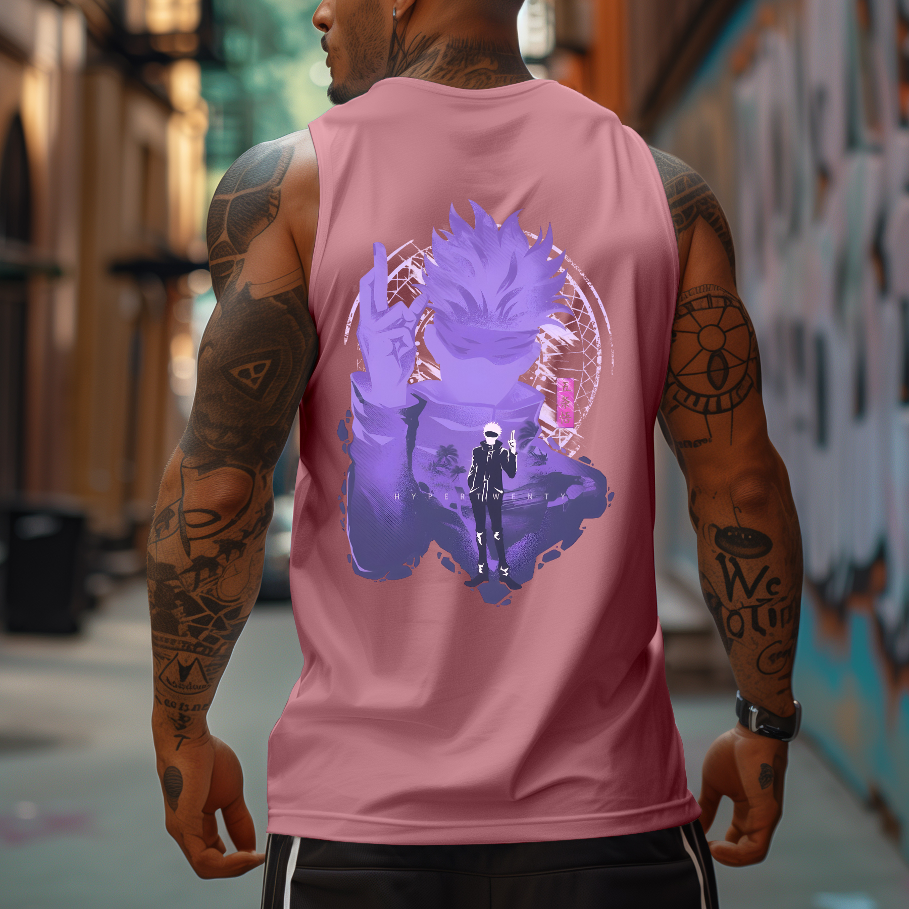 Oversized Anime Print Sports Tank Top