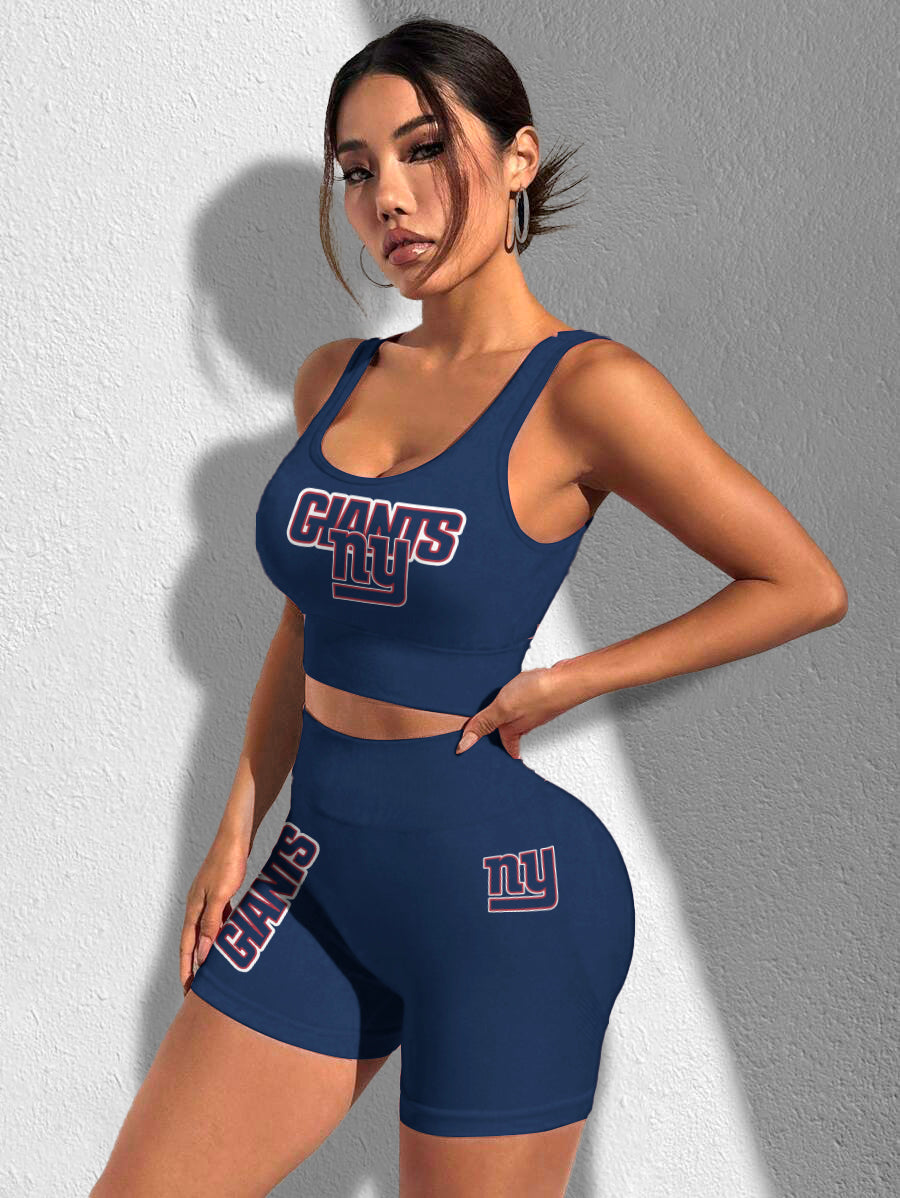 New York Giants Sports Bra & Shorts Gym Set