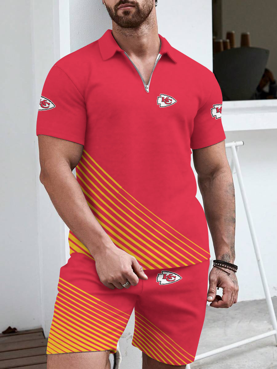 Kansas City Chiefs  Limited Edition ZIP Polo Shirt And Shorts Two-Piece Suits