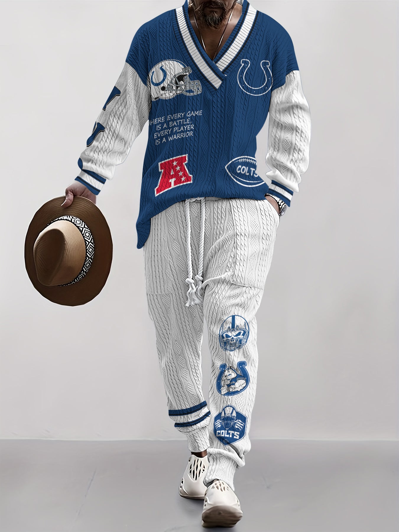 Indianapolis Colts  Classic All-Season Long Sleeve V-Neck Pullover Sweater