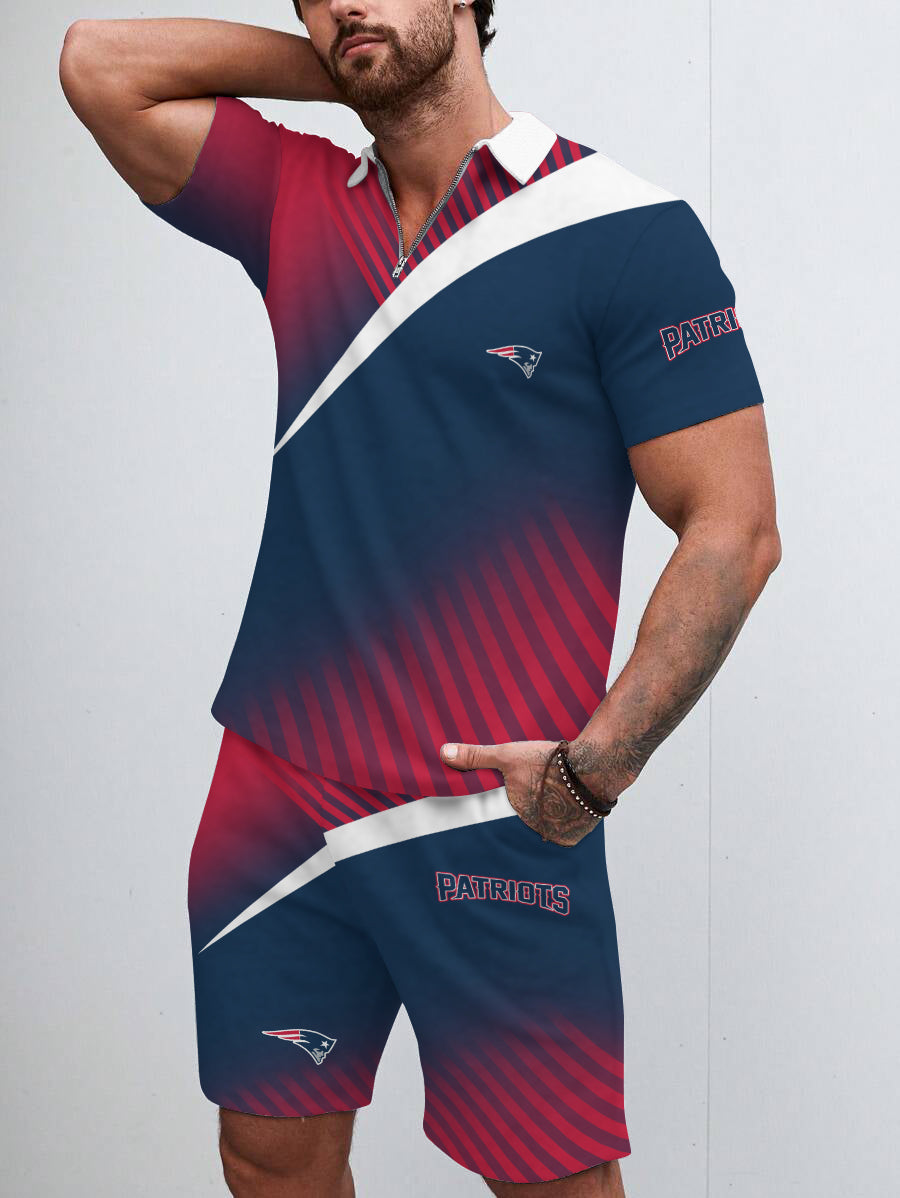 New England Patriots Limited Edition ZIP Polo Shirt And Shorts Two-Piece Suits