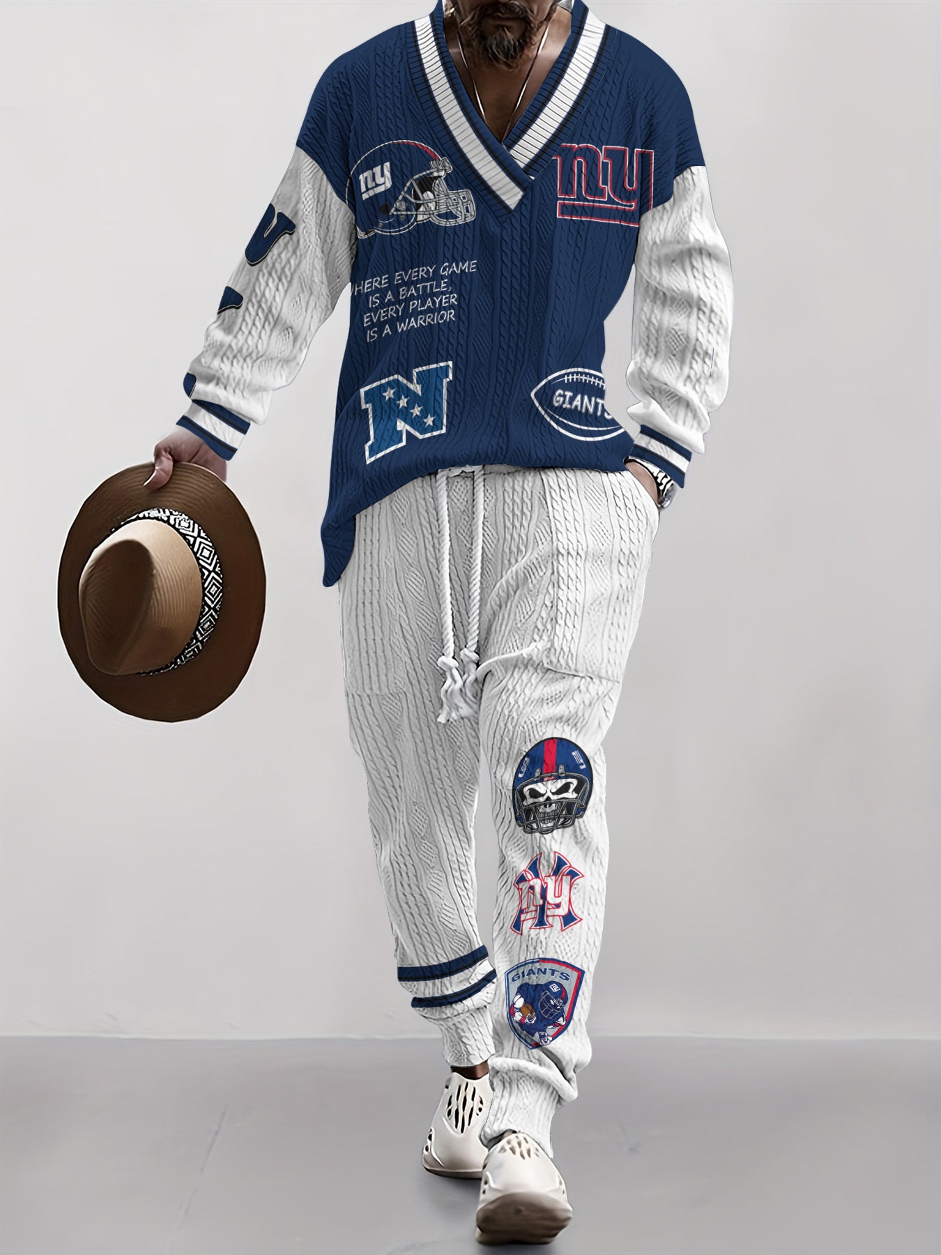 New York Giants Classic All-Season Long Sleeve V-Neck Pullover Sweater