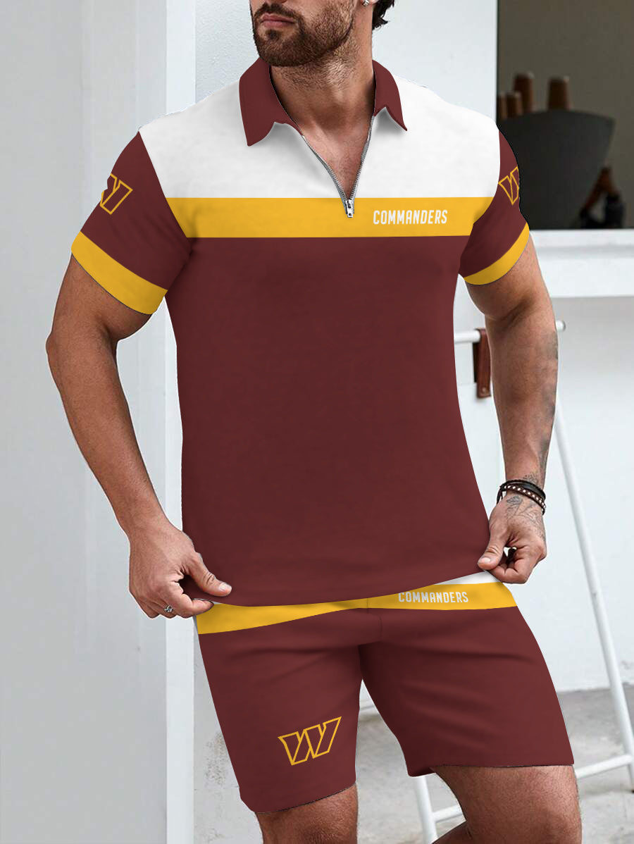 Washington Commanders  Limited Edition ZIP Polo Shirt And Shorts Two-Piece Suits