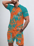 Miami Dolphins Limited Edition ZIP Polo Shirt And Shorts Two-Piece Suits