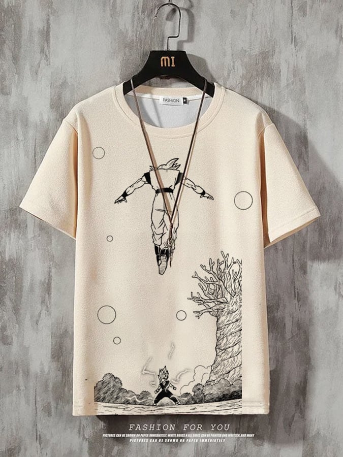 Men's Fashion Casual Gradient Anime Print T-shirt
