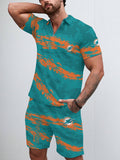 Miami Dolphins Limited Edition ZIP Polo Shirt And Shorts Two-Piece Suits