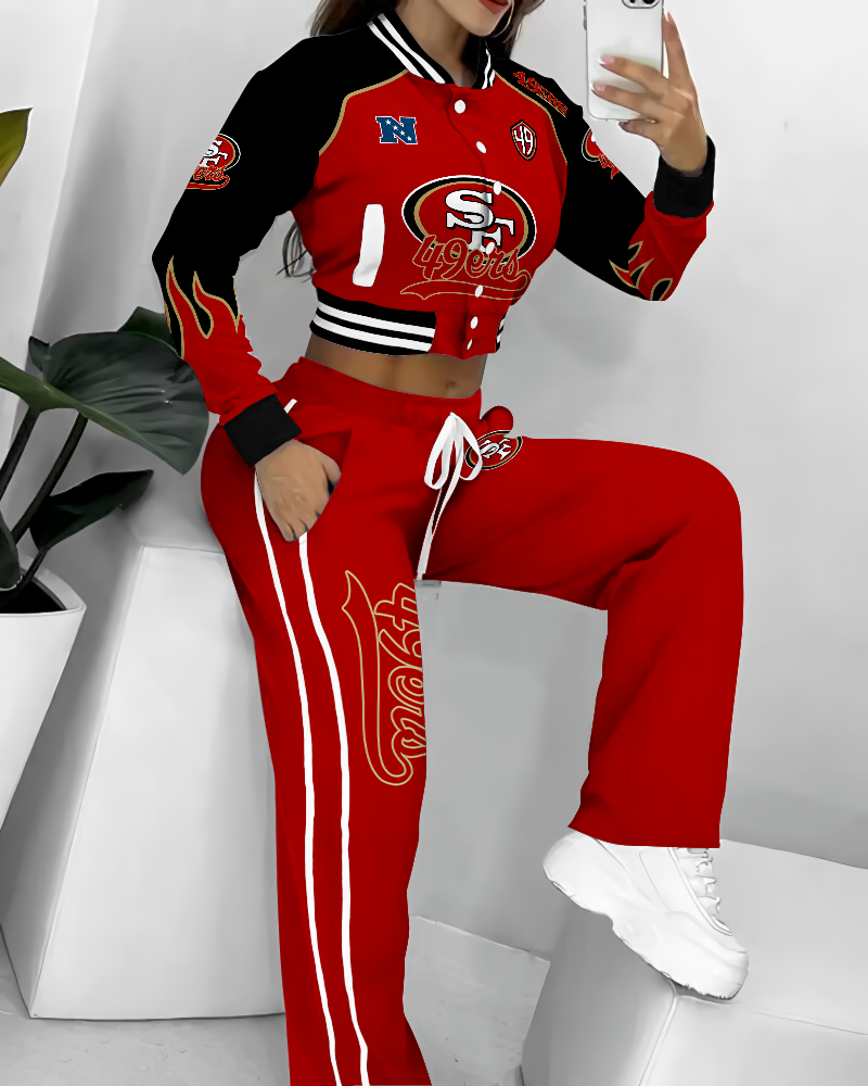 San Francisco 49ers  3D Printed Varsity Jacket Set